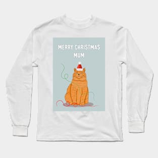 Ginger Cat Mum Christmas Illustration Long Sleeve T-Shirt